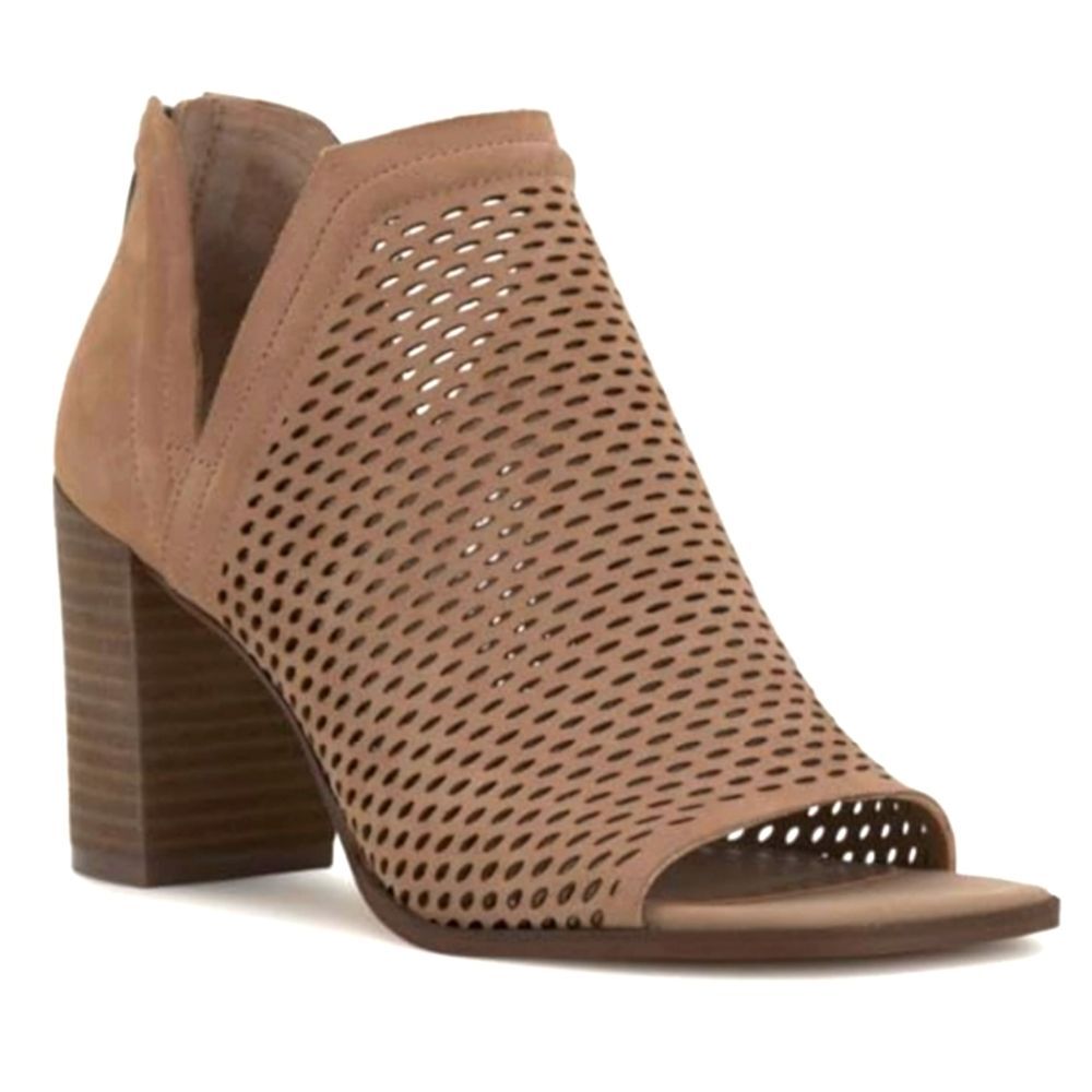 Vince Camuto Katnina Perforated Nubuck Open Toe Heeled Shoe Booties Sz 7.5 - Picture 2 of 12